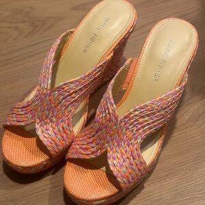 Marc Fisher Women's Orange and Pink Woven Sandals